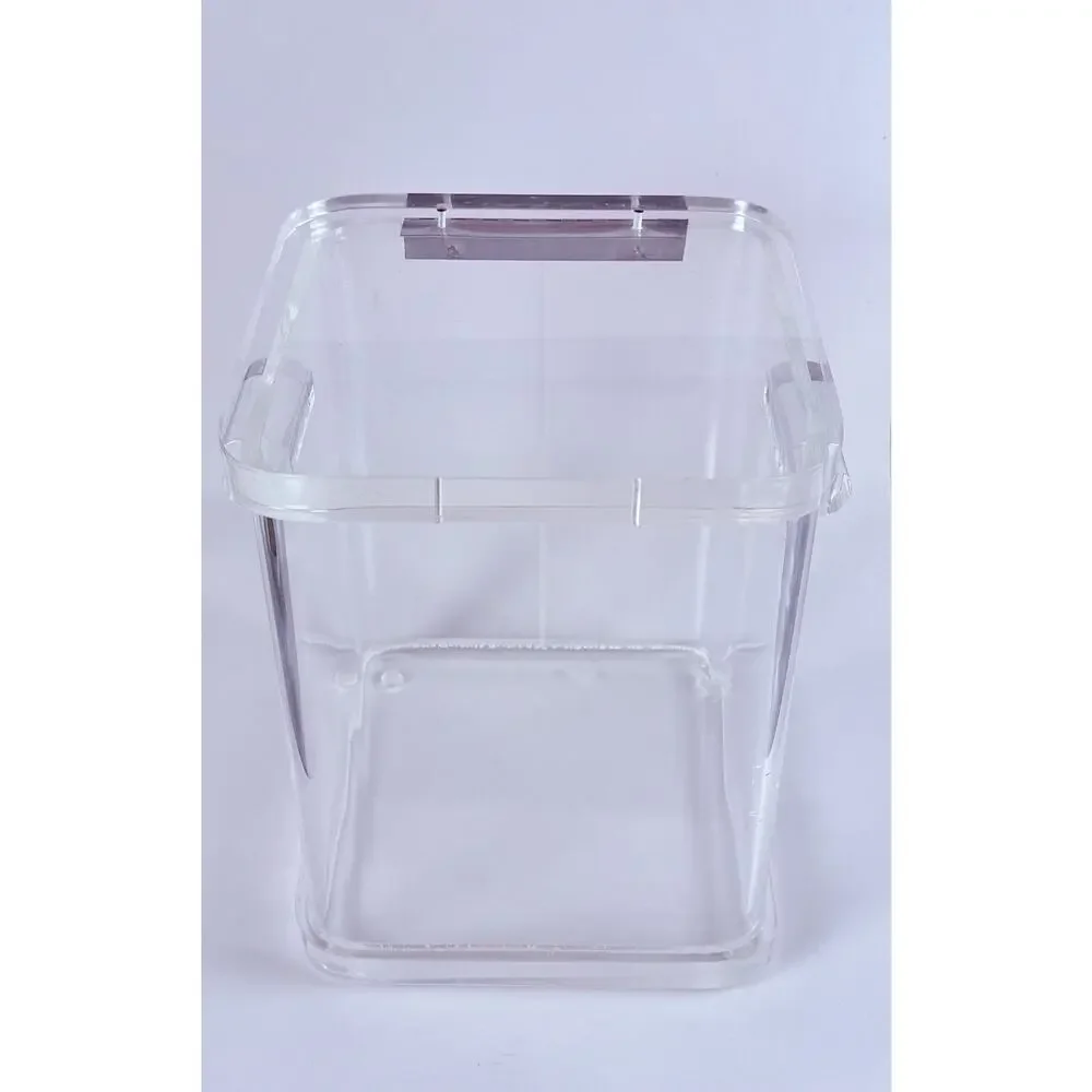 Vintage Wilardy Clear Lucite Ice Bucket Box Hinged Lid MCM Hollywood Regency 10”